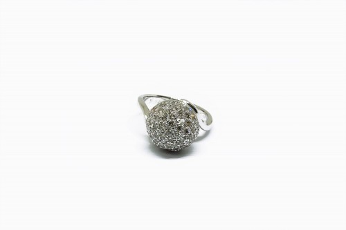 18K WG BALL CUT DIA RING (A)
