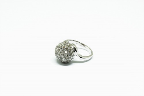 18K WG BALL CUT DIA RING (A)