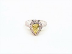 18K WG YELLOW PEAR SHAPE DIA RING