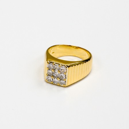 18K YG 9PCS DIA RING