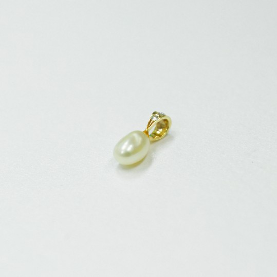 14K YG PEARL,DIA PENDANT