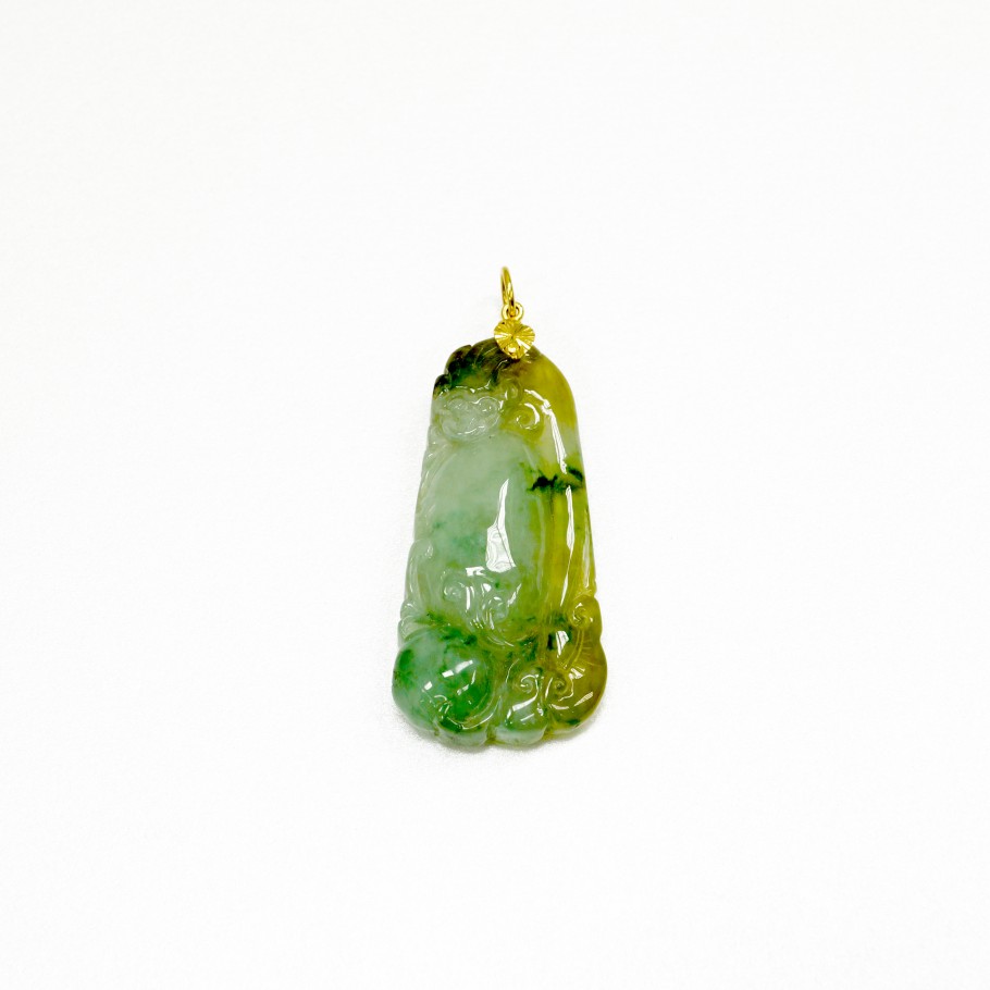 916 YG  GRADE A JADE MONKEY PENDANT