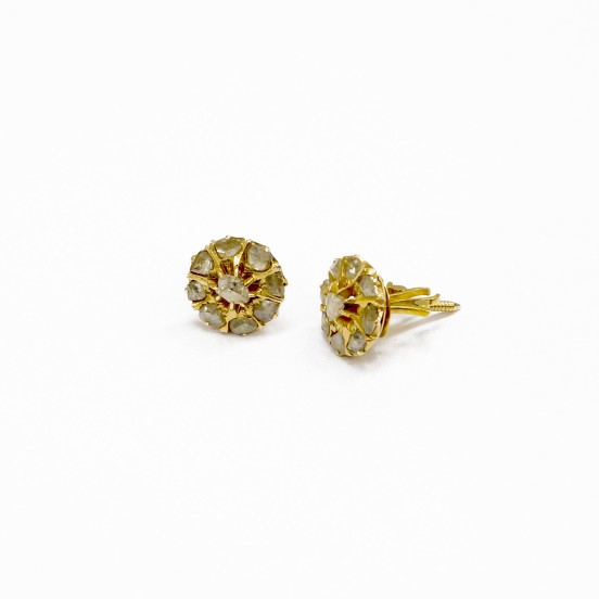 18K YG VINTAGE INTAN EARRING