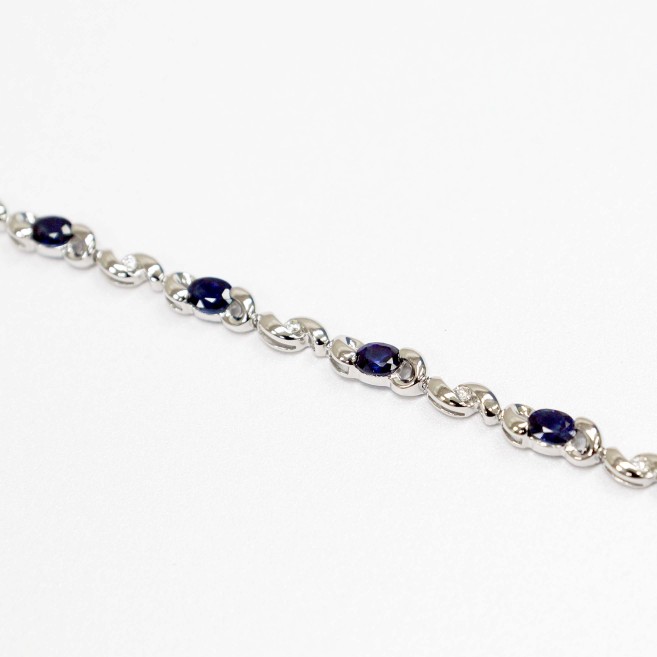 18K WG BLUE SAPPHIRE WITH DIA BRACELET  ESTIMATED D7-0.126CT