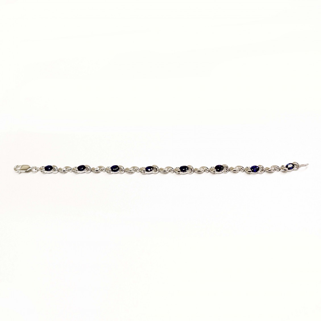 18K WG BLUE SAPPHIRE WITH DIA BRACELET  ESTIMATED D7-0.126CT