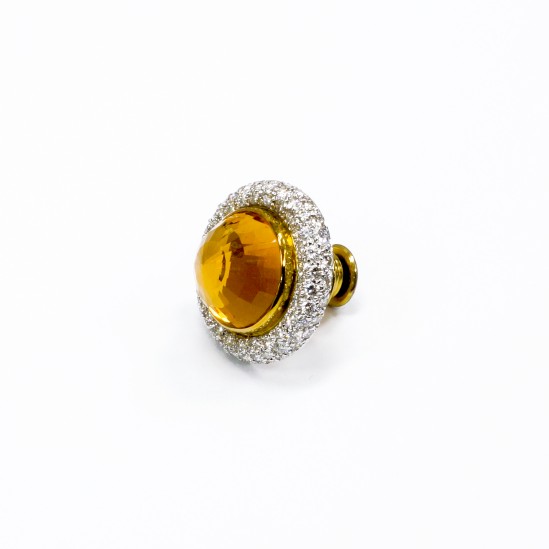 18K YG/WG CITRINE,DIA TIE PIN