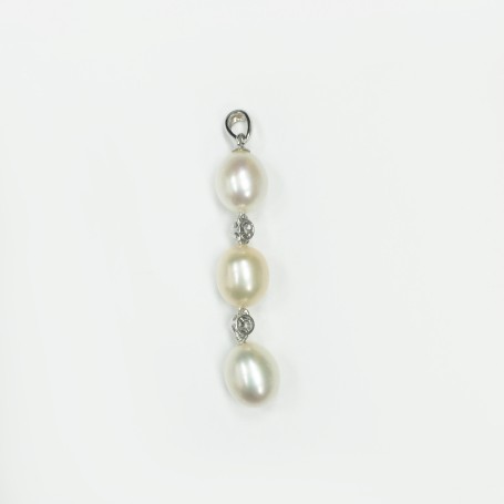 18K WG PEARL,DIA PENDANT