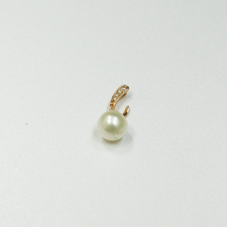 14K RG PEARL,DIA PENDANT