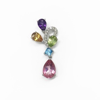 18K WG DIA,CRYSTAL PENDANT
