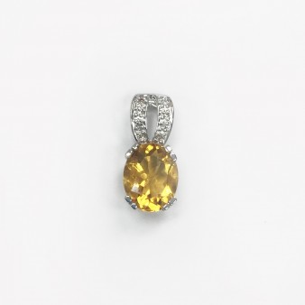 18K WG DIAMOND,CITRINE PENDANT