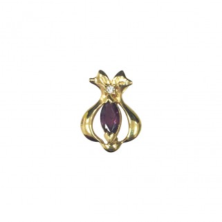 18K YG RUBY,DIA PENDANT