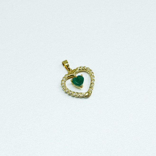 18K YG EMERALD ,DIAMOND PENDANT ESTIMATED D20-0.10CT