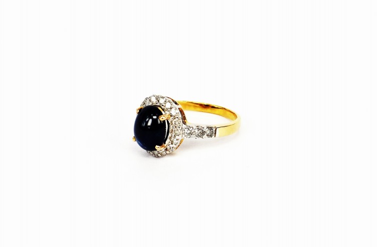 18K YG Diamond & Sapp. Ring