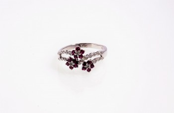 18K WG Diamond & Ruby Ring