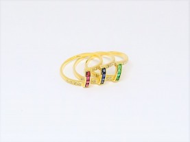 18K YG Diamond & Gems Ring
