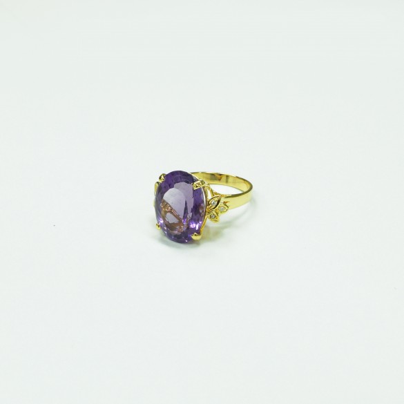 14K YG DIAMOND,AMETHYST RING