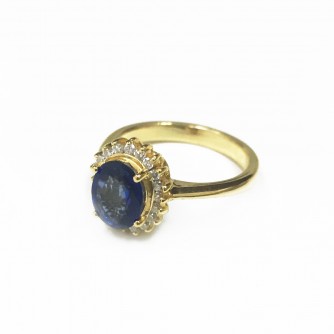 20K YG SAPP. DIAMOND RING