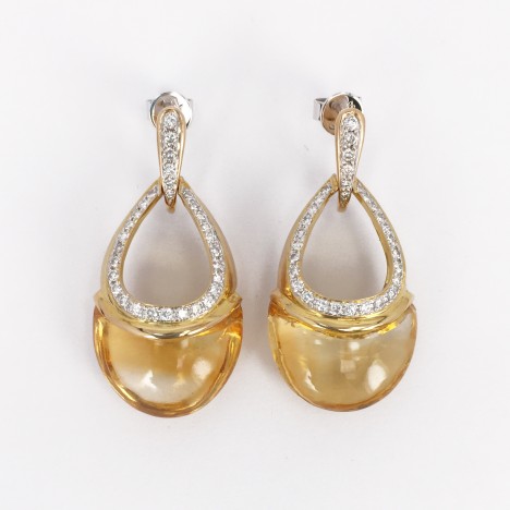 18K YG/WG DIA STN EARRING